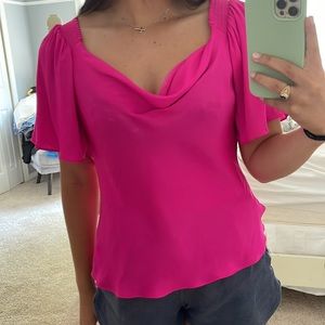 Pink short sleeve blouse